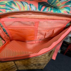 Peach and green leave design unisex backpack